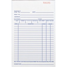 Business Source All-purpose Carbonless Triplicate Forms - 50 Sheet(s) - 3 PartCarbonless Copy - 5 1/2" (14 cm) x 8 1/2" (21.6 cm) Sheet Size - Yellow - 1 Each