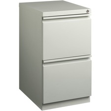 Lorell 20" File/File Mobile File Cabinet with Full-Width Pull - 15" x 20" x 27.8" - Letter - Ball-bearing Suspension, Recessed Handle, Security Lock - Light Gray - Steel - Recycled