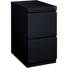 Lorell 23" File/File Mobile File Cabinet with Full-Width Pull - 15" x 22.9" x 27.8" - Letter - Vertical - Recessed Handle, Ball-bearing Suspension, Security Lock - Black - Steel - Recycled