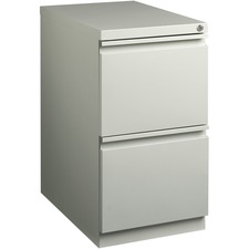 Lorell Mobile File Pedestal - 2-Drawer - 15" x 22.9" x 27.8" - 2 x Drawer(s) for File - Letter - Ball-bearing Suspension, Security Lock, Recessed Handle - Light Gray - Steel - Recycled