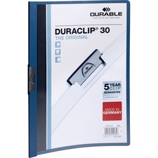 DURABLE DURACLIP Letter Report Cover - 8 1/2" x 11" - 30 Sheet Capacity - Vinyl, Steel - 1 Each
