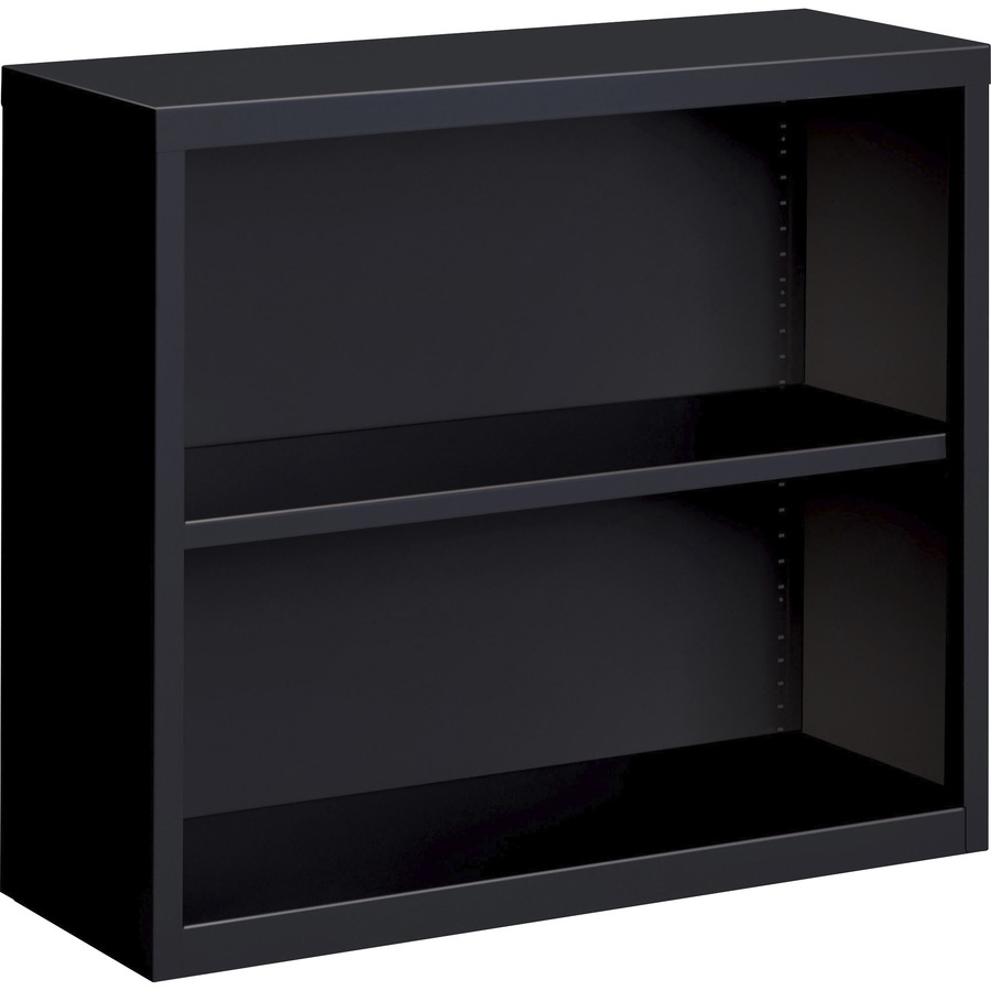 Lorell Fortress Series Bookcase - 34.50" (87.63 cm) Width x 13" (33.02 cm) Depth x 30" (76.20 cm) Height - 2 x Shelf(ves) - Black - Powder Coated - Steel - Recycled