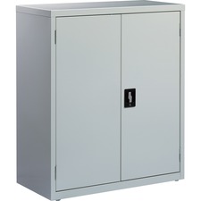 Lorell Fortress Series Storage Cabinets - 18" x 36" x 42" - 3 x Shelf(ves) - Recessed Locking Handle, Hinged Door, Durable, Sturdy, Adjustable Shelf - Light Gray - Powder Coated - Steel - Recycled