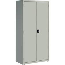 Lorell Fortress Series Storage Cabinets - 36" x 18" x 72" - 5 x Shelf(ves) - Recessed Locking Handle, Hinged Door, Durable - Light Gray - Powder Coated - Steel - Recycled