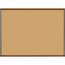 Lorell Bulletin Board - 48" (1219.20 mm) Height x 36" (914.40 mm) Width - Natural Cork Surface - Self-healing, Durable - Mahogany Wood Frame - 1 Each