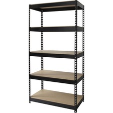 Lorell Riveted Steel Shelving - 5 Compartment(s) - 72" Height x 36" Width x 16" Depth - Rust Resistant, Heavy Duty - 28% Recycled - Black - Steel - 1 Each