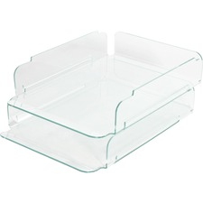 Lorell Stacking Letter Trays - Desktop - Durable, Lightweight, Non-skid, Stackable - Clear - Acrylic - 1 Each