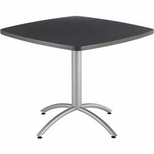 Iceberg CafeWorks 36" Square Cafe Table - Melamine Square Top - Powder Coated Base x 1.1" Table Top Thickness - 30" Height x 36" Width x 36" Depth - Assembly Required - Graphite