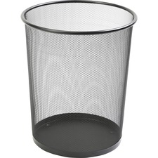 Lorell Mesh Waste Bin - 17.79 L Capacity - Round - 14.3" Height x 12" Diameter - Steel - Black - 1 Each