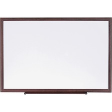 Lorell Dry-Erase Markerboard - 96" (8 ft) Width x 48" (4 ft) Height - White Melamine Surface - Brown Wood Frame - 1 Each