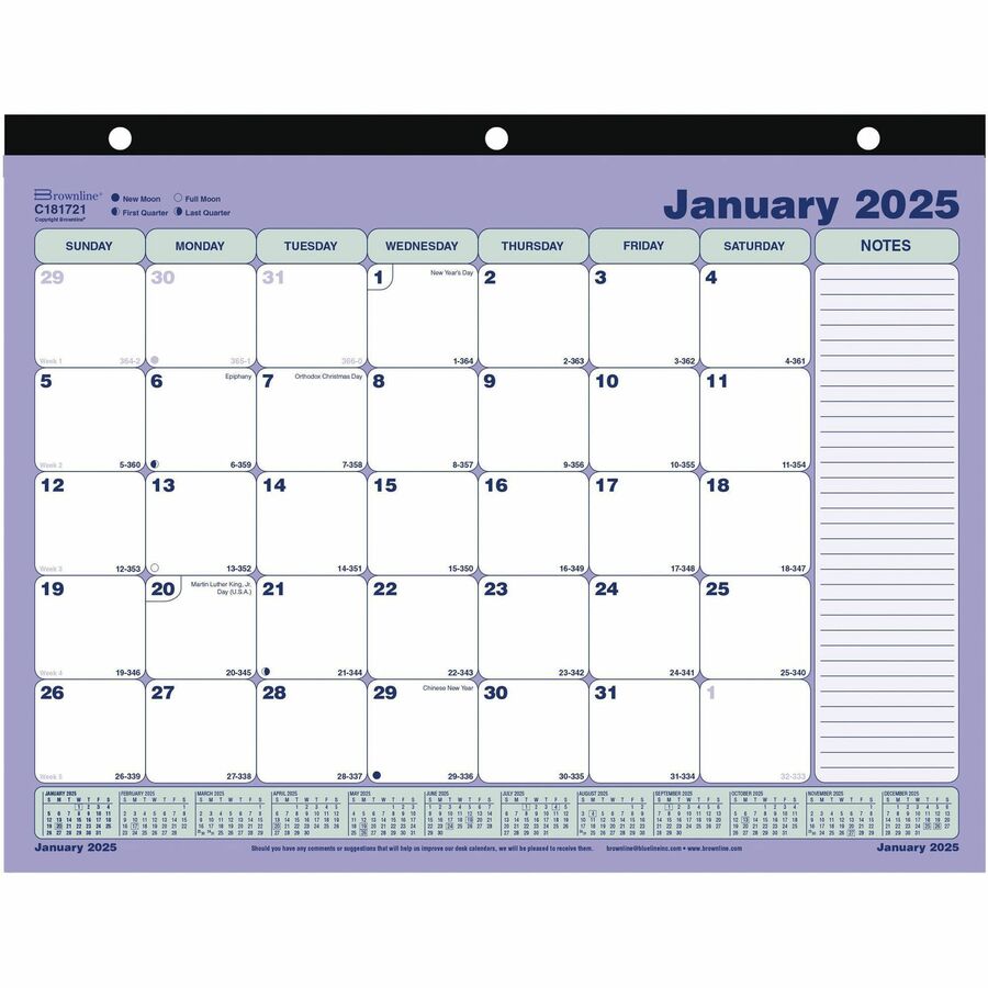 REDC181721 Brownline Monthly Desk/Wall Calendar 2023 Julian Dates