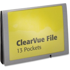 Pendaflex ClearVue Letter File Pocket - 8 1/2" x 11" - 13 Pocket(s) - Poly - Silver - 1 Each
