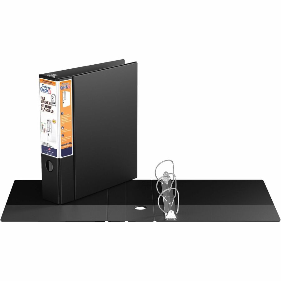 QuickFit Heavy Duty 8.5x14 Legal Size Binder - 3-Ring D-Ring Portrait Binder, 2 Inch Capacity, Black