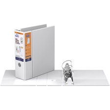 QuickFit QuickFit Locking D-ring Deluxe File Binder - 4" Binder Capacity - 650 Sheet Capacity - D-Ring Fastener(s) - 2 Internal Pocket(s) - Vinyl - White - Recycled - Label Holder, Heavy Duty, Reinforced Hole, Finger Hole, Antimicrobial, Ink-transfer Resistant - 1 Each