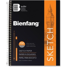 Bienfang Bienfang Sketch Book - 100 Sheets - Plain - Spiral - 50 lb Basis Weight - 8 1/2" x 11" - Acid-free - 1 Each