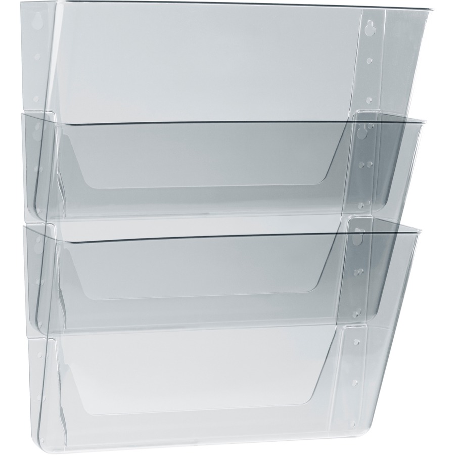 Storex Wall Pocket - 7" (177.80 mm) Height x 13" (330.20 mm) Width x 4" (101.60 mm) Depth - Unbreakable, Shatter Proof - 100% Recycled - Clear - Polycarbonate - 3 / Pack