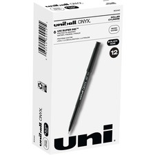uniball&trade; Onyx Rollerball Pens - Micro Pen Point - 0.5 mm Pen Point Size - Conical Pen Point Style - Black Dye-based Ink - Matte Black Barrel - Metal Tip - 1 Dozen