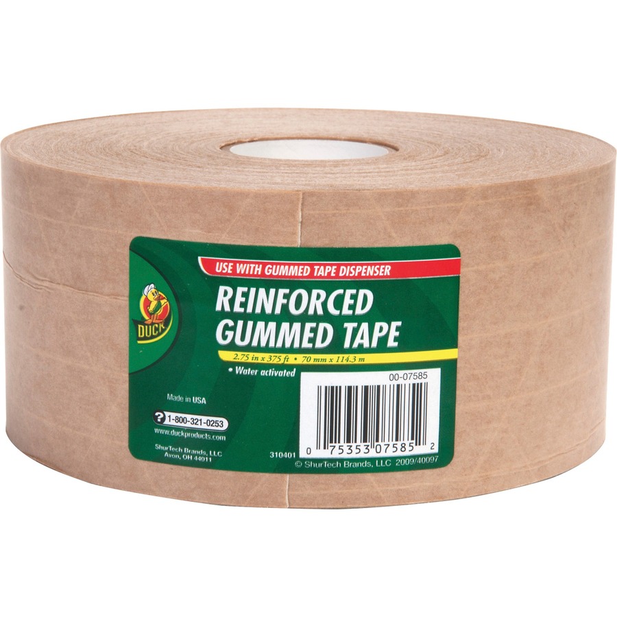 1 Roll Central 70mm x 375' Reinforced Water Activated Gummed Kraft Paper Tape 