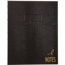 Blueline Pink Ribbon Collection - NotePro Notebook - 150 Pages - Twin Wirebound - Ruled Margin - 7 1/4" x 9 1/4" - White Paper - Black Lizard Cover - Micro Perforated, Index Sheet, Self-adhesive Tab, Storage Pocket, Environmentally Friendly, Hard Cover - Recycled - 1 Each