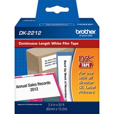 Brother Continuous Length Film Tape - 2 7/16" Width - Direct Thermal - White - 1 / Roll