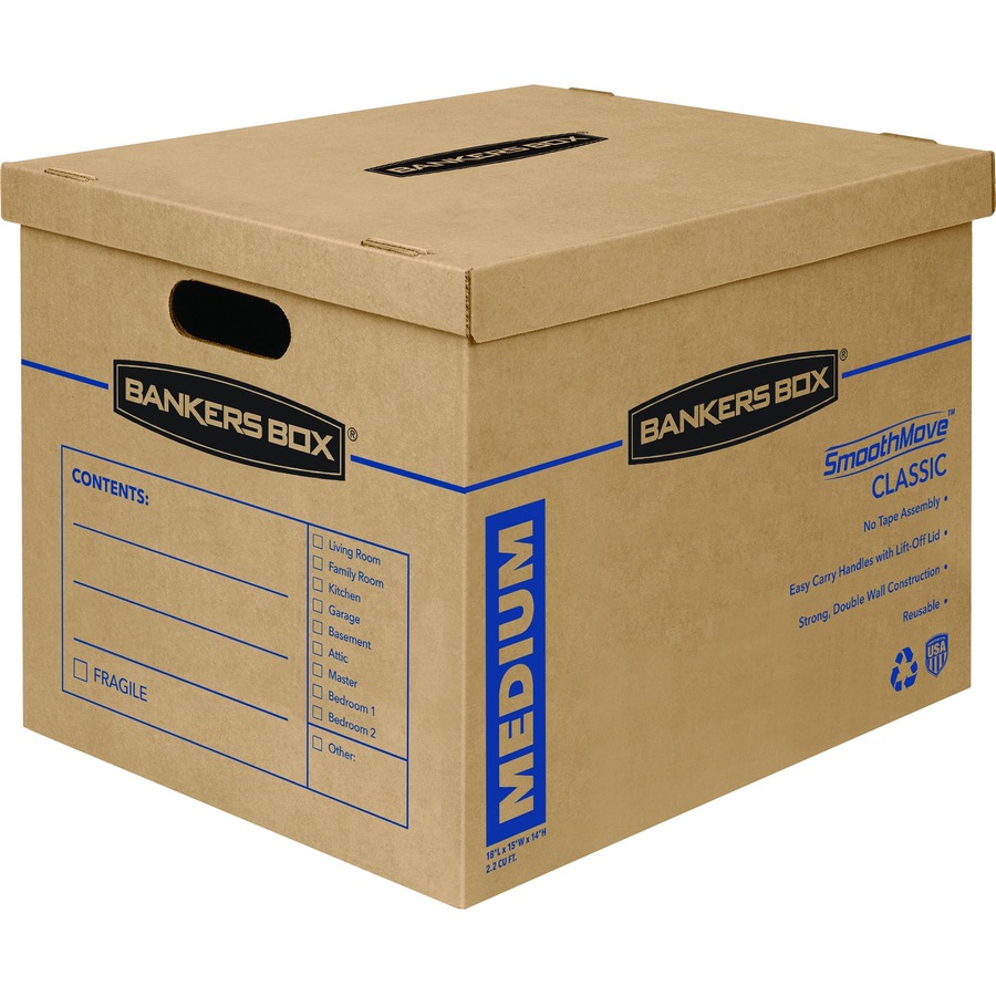 Bankers Box SmoothMove Classic Moving Boxes, Medium Size, Lift-Off Lid