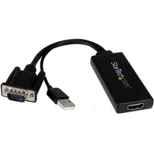 StarTech.com VGA to HDMI Adapter with USB Audio & Power - Portable VGA to HDMI Converter - 1080p - Convert a VGA signal from a laptop or desktop to HDMI USB-Powered - Convert VGA to HDMI - VGA to HDMI Connector - VGA to HDMI Adaptor - Laptop VGA to HDMI Converter - HDMI to VGA Dongle - VGA to HDMI Adapter Cable - VGA to HDMI USB Powered - 1080p