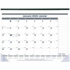 Blueline Blueline Net Zero Carbon Monthly Desk Pad Calendar - Julian Dates - Monthly, Yearly, Daily - 1 Year - January 2024 - December 2024 - 1 Month Single Page Layout - Twin Wire - Desk Pad - Chipboard - 22" Height x 17" Width - Eyelet, Reference Calendar, Reinforced, Bilingual, Tear-off, Eco-friendly - 1 Each