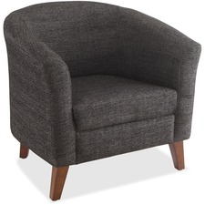 Lorell Barrel Armchair - Black Fabric Seat - Black Fabric Back - Four-legged Base - 1 Each