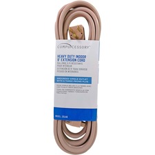 Compucessory Heavy Duty Indoor Extension Cord - 14 Gauge - 125 V AC15 A - Beige - 9 ft Cord Length - 1
