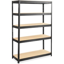 Safco Heavy-duty Boltless Steel Shelving Unit - 5 Tier(s) - 72" Height x 48" Width x 18" DepthFloor - Sturdy, Durable, Heavy Duty, Adjustable Shelf - Powder Coated - Black - Wood, Steel, Particleboard - 1 Each