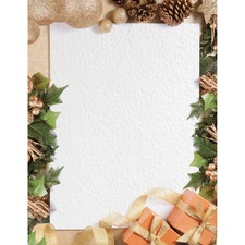 St. James® Holiday Paper, Festive Ivy, 8 1/2" x 11" , 25 Per Package - Letter - 8 1/2" x 11" - 24 lb Basis Weight - 25 / Pack - Green Seal - Pre-printed, Archival-safe, Acid-free, Lignin-free