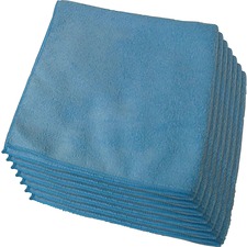 Genuine Joe General Purpose Microfiber Cloth - For Multipurpose - 16" (406.40 mm) Length x 16" (406.40 mm) Width - 12 / Bag - Chemical Resistant, Oil-free, Lint-free, Non-scratching - Blue