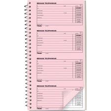 Blueline 400 Messages (10"3/4 x 5"3/4), French - Spiral BoundCarbonless Copy - 5 3/4" (14.6 cm) x 10 3/4" (27.3 cm) Sheet Size - Pink, White - White Cover - 1 Each