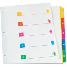 TOPS RapidX 5 & 8 Tab Super Colour Coded Dividers - 5 Printed Tab(s) - Digit - 1-5 - Letter - 8.50" (215.90 mm) Width x 11" (279.40 mm) Length - 3 Hole Punched - Multicolor Plastic Tab(s) - 1 / Set