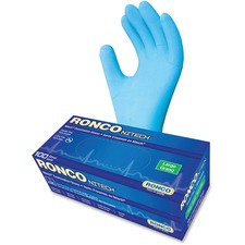 RONCO Nitech Examination Gloves - Large Size - For Right/Left Hand - Blue - Latex-free, Flexible, Durable - For Food, General Purpose, Medical, Automotive, Dental, Paramedic, Food, Laboratory Application, Pharmaceutical, Veterinary Clinic, Cosmetology, ..