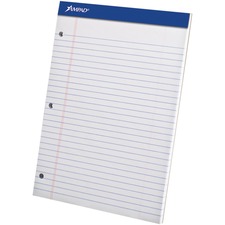 TOPS Wide-ruled Perforated Note Pad - 50 Sheets - 8 1/2" x 11 3/4" - White Paper - Micro Perforated, Rigid, Chipboard Backing, Easy Tear - 1 Each