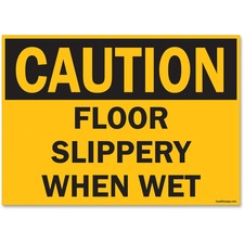 U.S. Stamp & Sign OSHA Slippery When Wet Sign - 1 Each - Caution Slippery When Wet Print/Message - 14" (355.60 mm) Width x 10" (254 mm) Height x 60 mil (1.52 mm) Depth - Rectangular Shape - UV Resistant, Abrasion Resistant, Moisture Resistant, Chemical Re