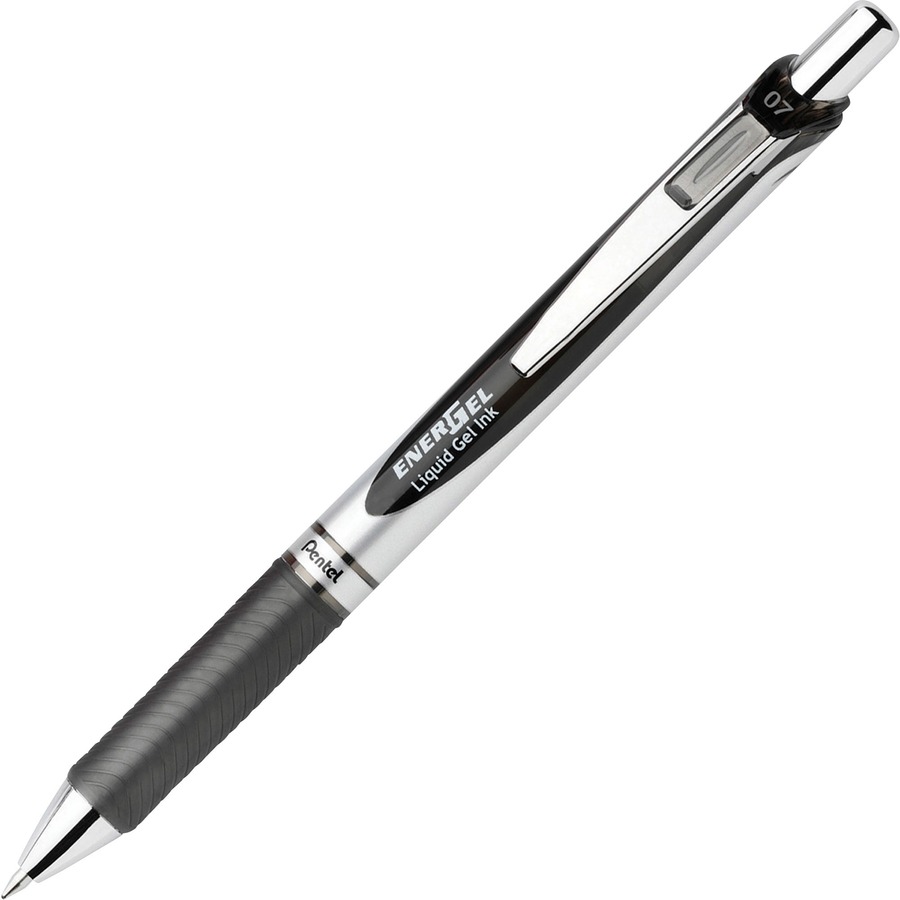 zakdoek Veilig Dressoir Pentel EnerGel RTX Liquid Gel Pens - Medium Pen Point - 0.7 mm Pen Point  Size - Refillable - Retractable - Black Gel-based Ink - Silver Barrel -  Stainless Steel, Metal Tip - 12 / Dozen - Yuletide Office Solutions