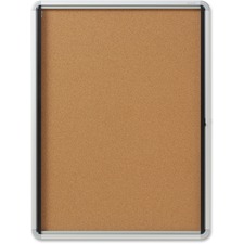 Quartet Bulletin Board - 39" (990.60 mm) Height x 30" (762 mm) Width - Cork Surface - Durable, Locking Door - 1 Each