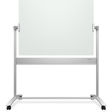 Quartet Infinity Magnetic Glass Easel, 4 Caster, 4' x 3' - 48" (4 ft) Width x 36" (3 ft) Height - White Tempered Glass Surface - Rectangle - Floor Standing - Magnetic - 1 Each