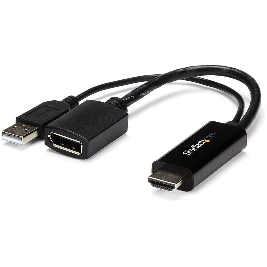 StarTech.com HDMI to DisplayPort Adapter - 4K 30Hz - HDMI to Converter - Compact HDMI to DP Adapter - USB-Powered - Connect an HDMI laptop or desktop to DisplayPort monitor,