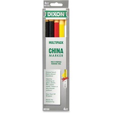 Dixon China Marker Multi-purpose Marking Tool - Red, Black, Yellow, White Lead - 1 / Pack