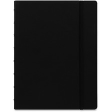 Rediform A5 Size Filofax Notebook - A5 - 56 Sheets - Twin Wirebound - 0.24" Ruled - A5 - 8 1/4" x 5 13/16" - 8.50" (215.90 mm) x 6.44" (163.51 mm) - Off White/Ivory Paper - BlackLeatherette Cover - Elastic Closure, Indexed, Pocket, Ruler, Refillable, Soft Cover, Divider, Tab, Page Marker, Ribbon Marker - Recycled - 1 Each