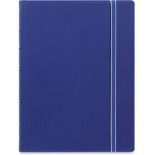 Rediform A5 Size Filofax Notebook - A5 - 56 Sheets - Twin Wirebound - 0.24" Ruled - A5 - 8 1/4" x 5 13/16" - 8.50" (215.90 mm) x 6.44" (163.58 mm) - Off White Paper - BlueLeatherette Cover - Elastic Closure, Indexed, Pocket, Ruler, Refillable, Soft Cover,