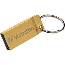 Verbatim Metal Executive USB 3.0 Flash Drive - 64 GB - USB 3.0 - Gold - Lifetime Warranty - 1 Each - TAA Compliant