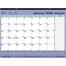 Blueline Monthly Desk Pad Calendar - Julian Dates - Monthly, Daily - 12 Month - January 2024 - December 2024 - 1 Month Single Page Layout - Desk Pad - Chipboard - 16" Height x 21.3" Width - Reference Calendar, Tear-off, Bilingual, Notes Area, Reminder Section, Moon Phases, Eyelet, Perforated, Reinforced - 1 Each