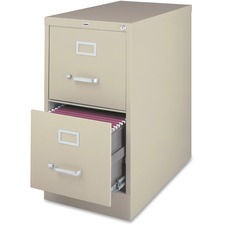 Lorell File Cabinet - 2-Drawer - 18" x 25" x 28.4" - 2 x Drawer(s) for File - Legal - Vertical - Ball-bearing Suspension, Lockable, Hanging Bar, Pull Handle - Putty - Recycled