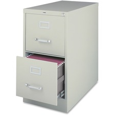 Lorell Fortress File Cabinet - 2-Drawer - 18" x 25" x 28.4" - 2 x Drawer(s) for File - Legal - Vertical - Ball-bearing Suspension, Lockable, Hanging Bar, Pull Handle - Light Gray - Recycled