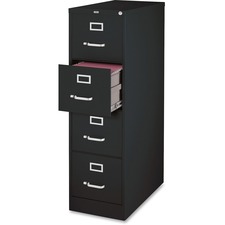 Lorell File Cabinet - 4-Drawer - 18" x 25" x 52" - 4 x Drawer(s) for File - Legal - Vertical - Ball-bearing Suspension, Lockable, Hanging Bar, Pull Handle - Black - Recycled