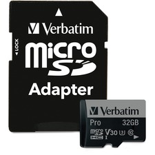 Verbatim 32GB Pro 600X microSDHC Memory Card with Adapter, UHS-I V30 U3 Class 10 - 90 MB/s Read - 45 MB/s Write - 600x Memory Speed - Lifetime Warranty